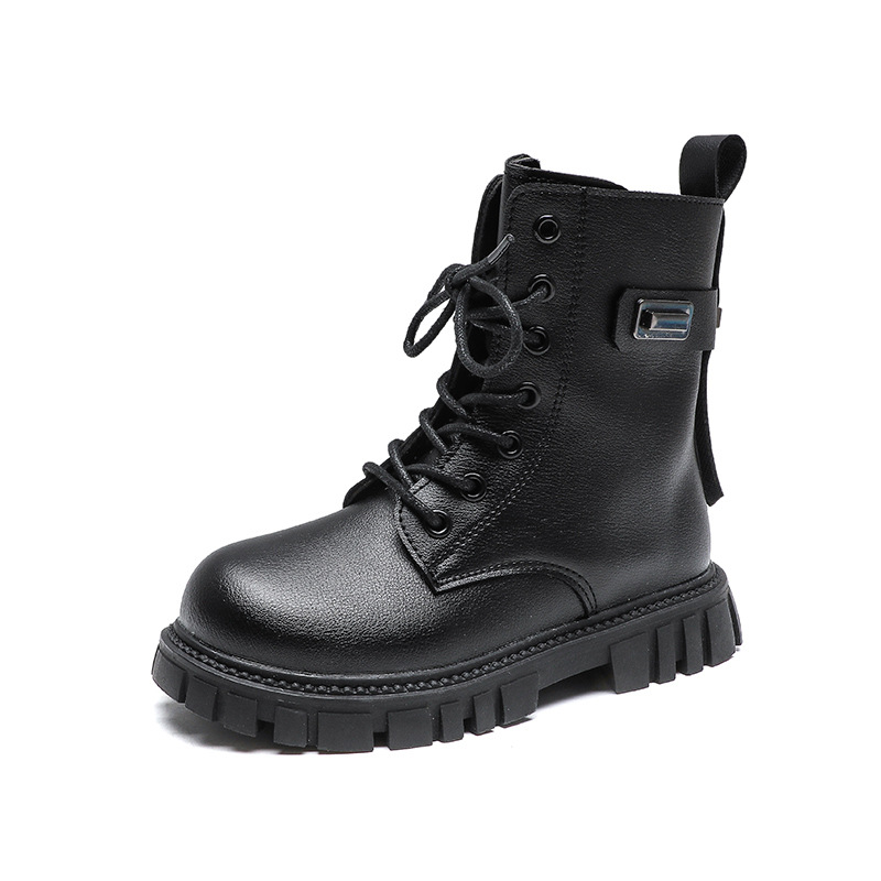 Children's Martin boots, girls' plush soft sole leather boots, autumn and winter westernized British style short boots,_voghion.com