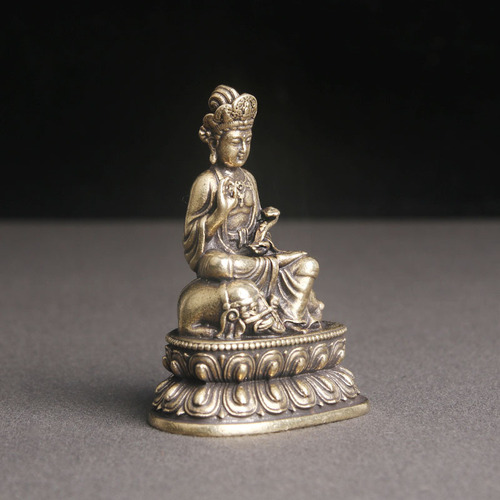 Retro brass Puxian Bodhisattva Buddha statue desktop ornaments religious worship statues handicrafts ornaments old copper wholesale