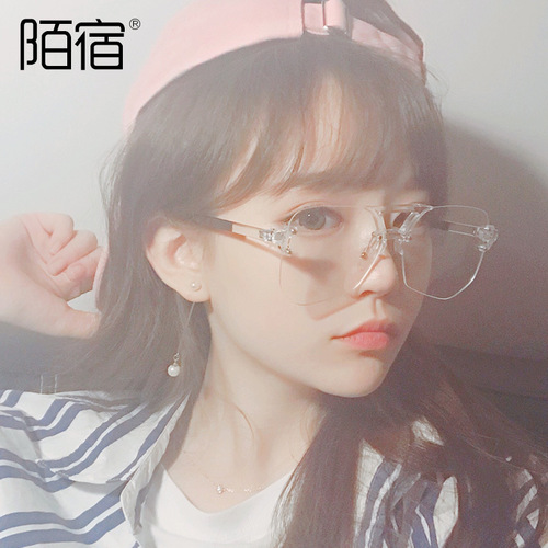 Clear the path, carry the same style, Ins gray ant blue light blocking glasses, no frame, prescription 22213.