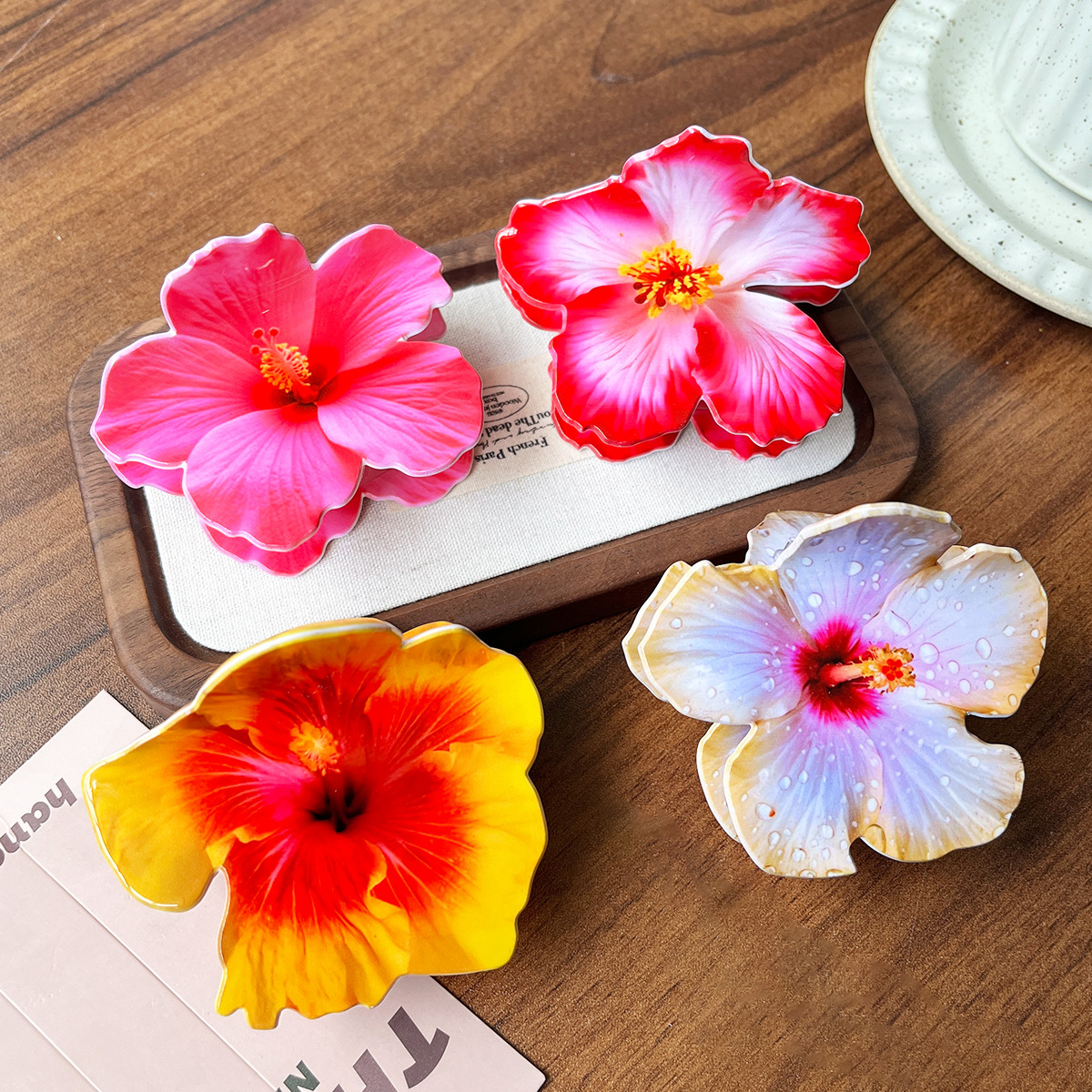 Ácido acético imitación de 10 cm nuevo imitación Fusarium flores clip de pelo vacaciones de turismo de playa fotos flores creativas DIY