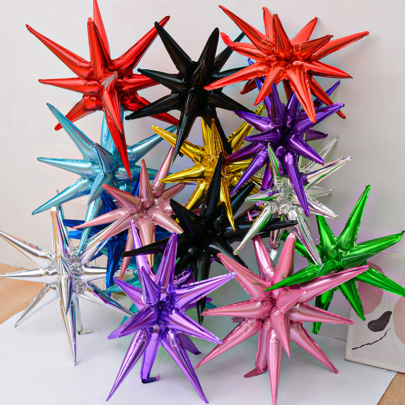 27 pulgadas 22 pulgadas explosión estrella de una pieza globo de película de aluminio gota de agua estrella de seis puntas decoración de fiesta boda cumpleaños globo