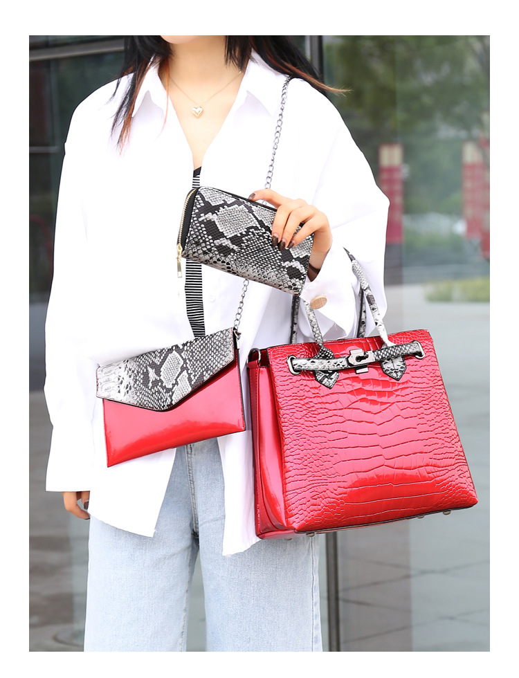 New European and American fashion crocodile pattern crossbody single-shoulder handbag bags for women, wholesale of mother and child set bags undefined