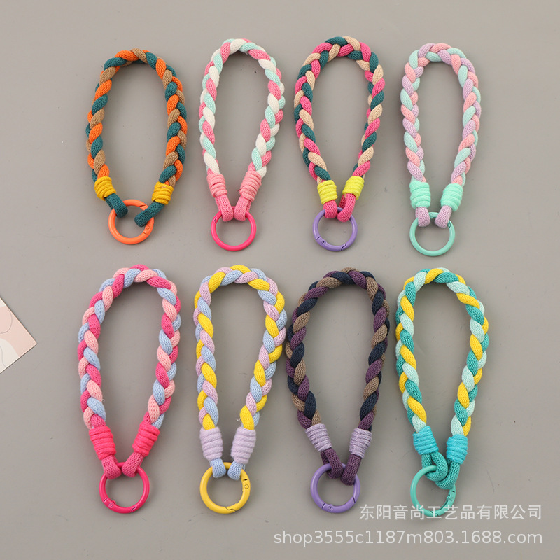 New Colorful Braided Short Mobile Phone Lanyard Keychain Hanging Chain Outdoor Anti-Lost Water Cup Rope Hand Rope New Colorful Braided Short Mobile Phone Lanyard Keychain Hanging Chain Outdoor Anti-Lost Water Cup Rope Hand Rope