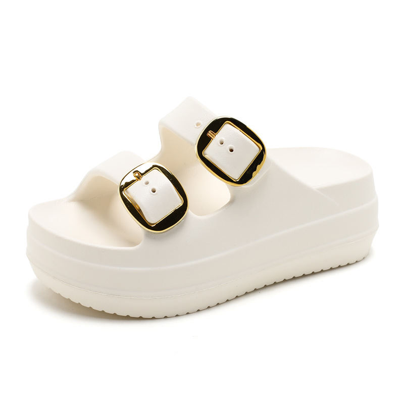 Verano de las nuevas mujeres de color sólido Chanclas de fondo grueso antideslizante resistente al desgaste de moda simple interior al aire libre sandalias de playa