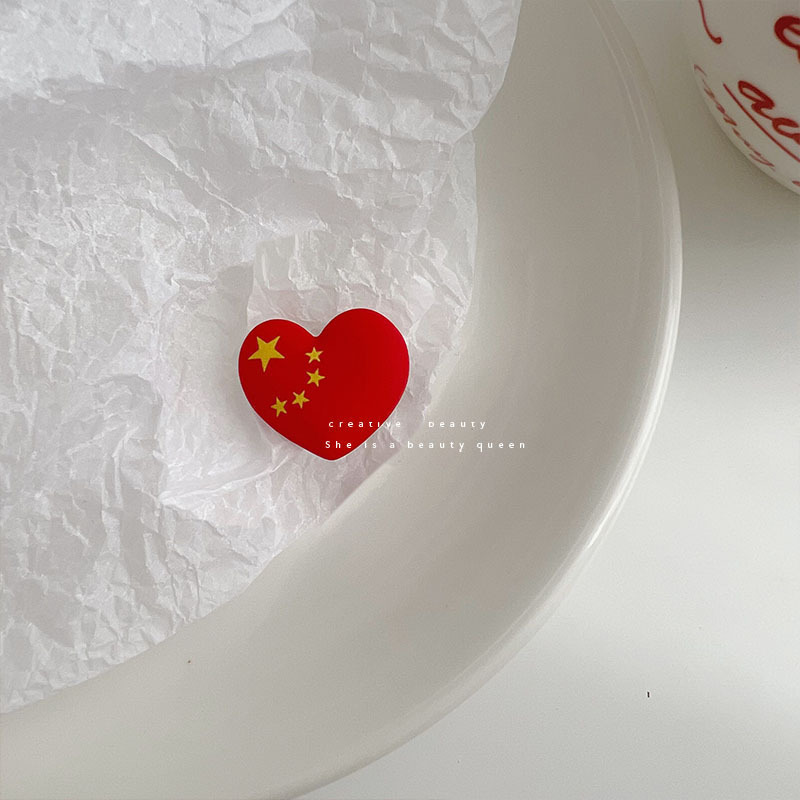 国旗发卡中国五星红旗小发夹国庆节旅游装饰发饰儿童鸭嘴夹刘海夹|undefined