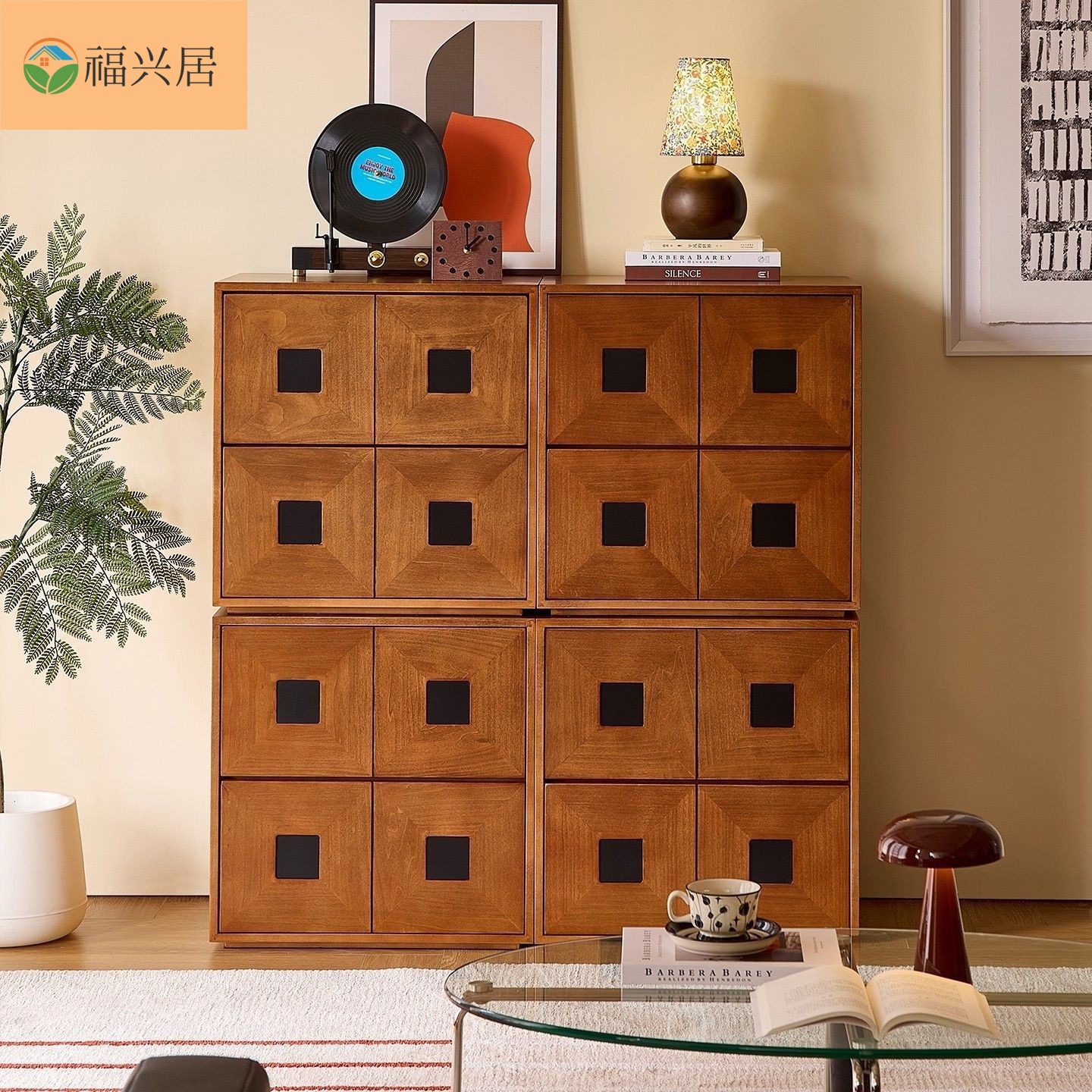 Pure Solid Wood Retro Combination Cabinet Bedroom Cupboard Solid Wood Home Living Room Side Cabinet Antique Style Tv Assembly Cabinet