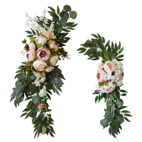 Wedding Decor Set 936 Artificial Flowers Rose Peony Welcome Wedding Guest Sign Arch Doorframe Mural