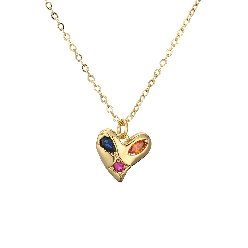 Pendant Necklace Classification Copper Inlay Heart Shape Rhinestones Pendant Necklace