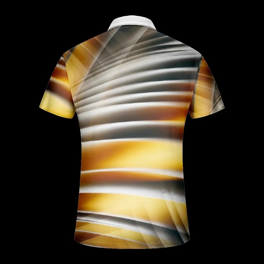 Camisa POLO con cremallera de manga corta transpirable de solapa suelta de todo fósforo de la calle de verano para hombres Venta caliente Impresión digital 3D