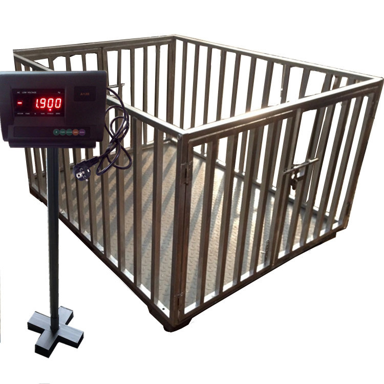 3000KG畜牧称重电子平台秤 2500千克带围栏地磅 2T牲畜围栏磅称