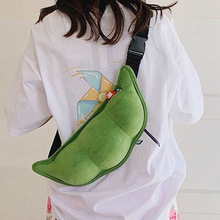个性毛绒毛豆包豌豆包搞怪单肩包2025流行新款胸包大容量腰包胸包