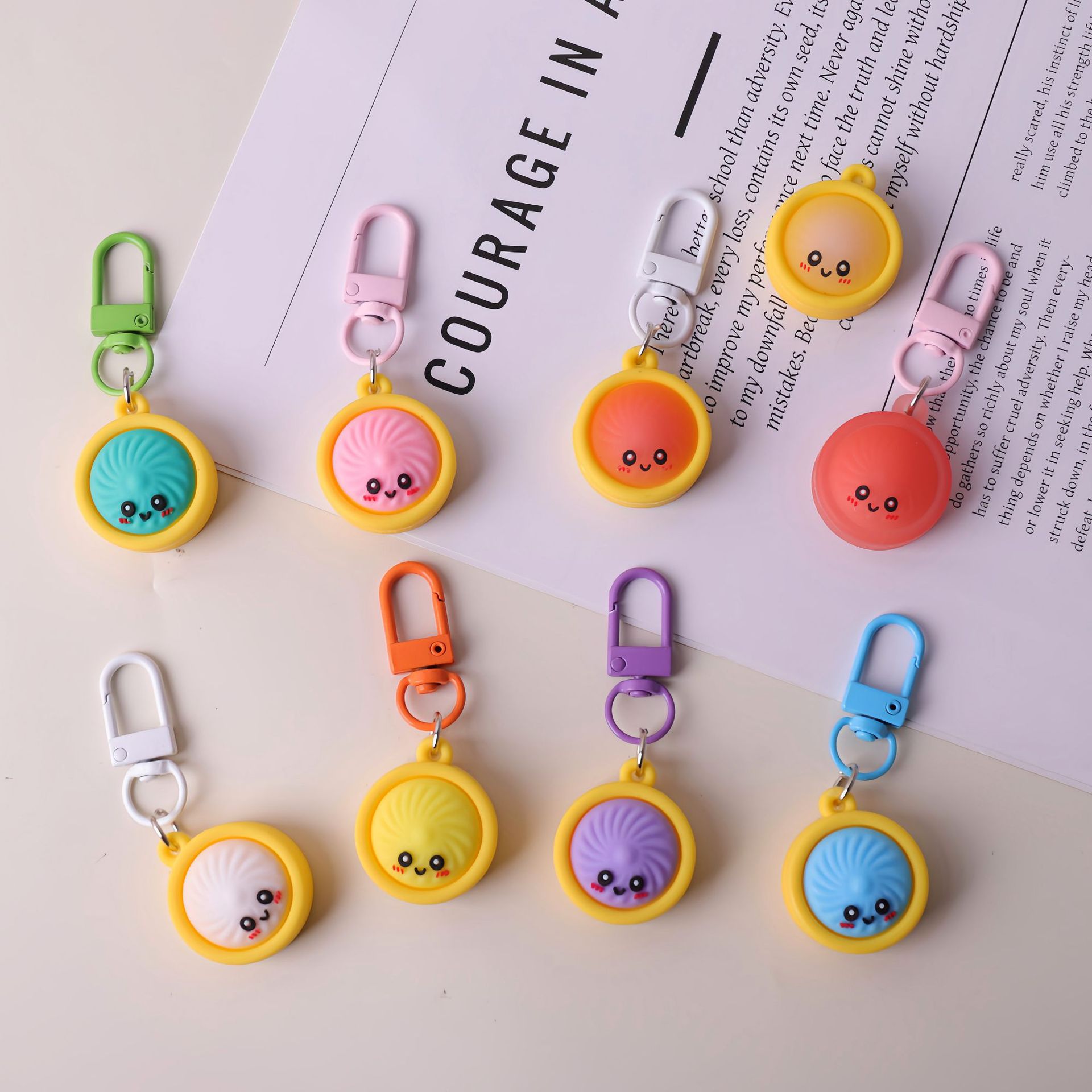 Trendy Popular Bun Keychain Cute Expression Doll Pendant Student Backpack Decoration Small Gift Street Vendor Merchandise