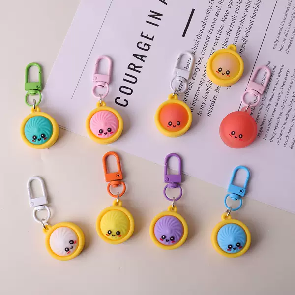 Trendy Popular Bun Keychain Cute Expression Doll Pendant Student Backpack Decoration Small Gift Street Vendor Merchandise