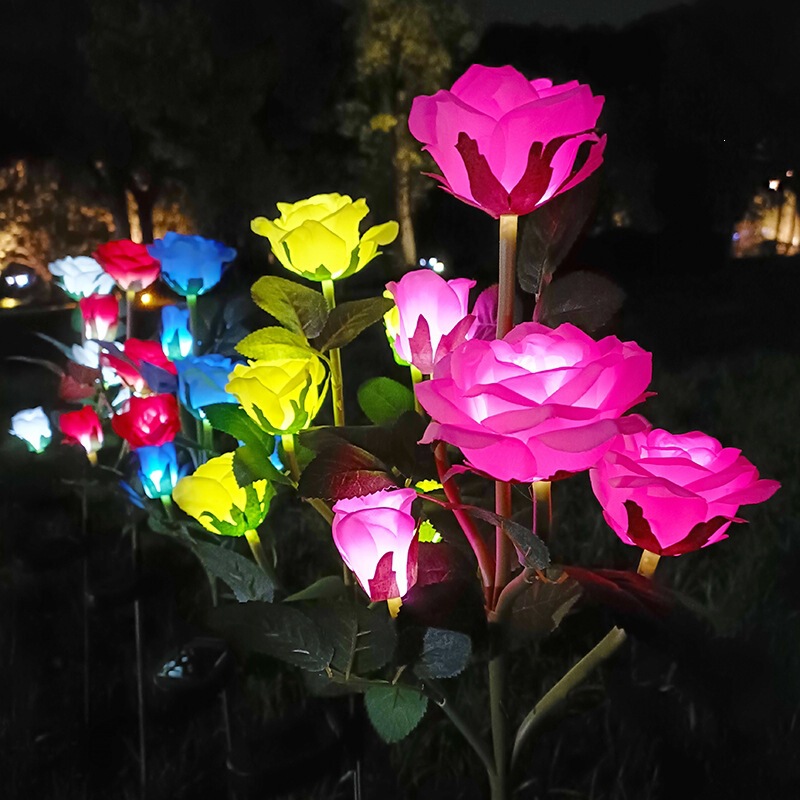 Outdoor Led Artificial Flower Lights, Garden Lawn Lights, Carefully Selected Cross-Border Ground-Insertable Lights, 5-Head Solar Rose Flower Lights, High-Quality Imitation Outdoor Led Artificial Flower Lights, Garden Lawn Lights, Carefully Selected Cross-Border Ground-Insertable Lights, 5-Head Solar Rose Flower Lights, High-Quality Imitation