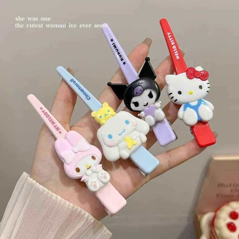 ハローキティ甘くてかわいい漫画猫前髪クリップサイドクリップアヒルサイドシームレスヘアクリップヘアアクセサリー|undefined