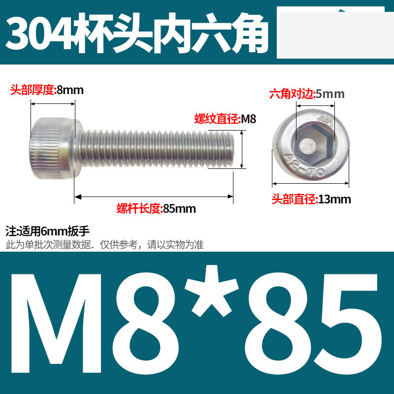 304ステンレス鋼六角穴付きネジカップヘッドDIN912円筒頭精密M1.4M1.6M2M2.5M3M4M5
