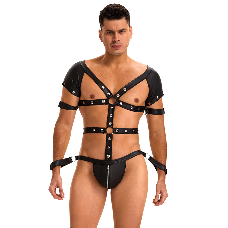 Transfronterizos exclusivos para hombres europeos y estadounidenses atados bondage camiseta clube SM coqueteo seducción ropa interior sexy camarero uniforme