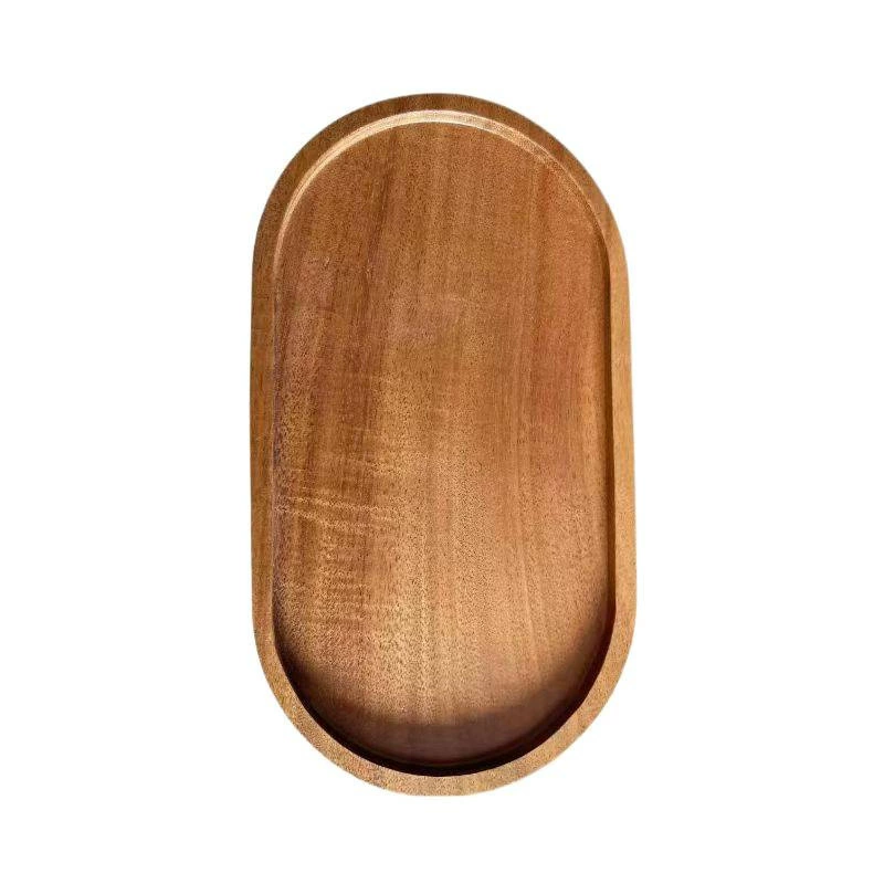 Japanese wooden rectangular dinner plate from natural wood, tea cup, (Physicals)