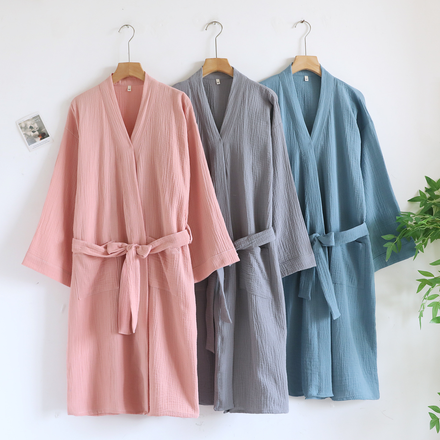 Pure Cotton Double-Layer Gauze Couple's Bathrobe Bathrobe Home Wear Hotel Nightgown Pajamas Absorbent Soft Homestay Dropshipping