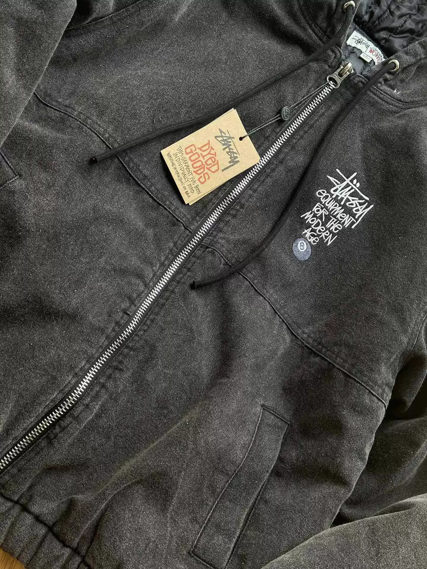 Pool, down jacket with zipper with hood, with embroidery, oversize