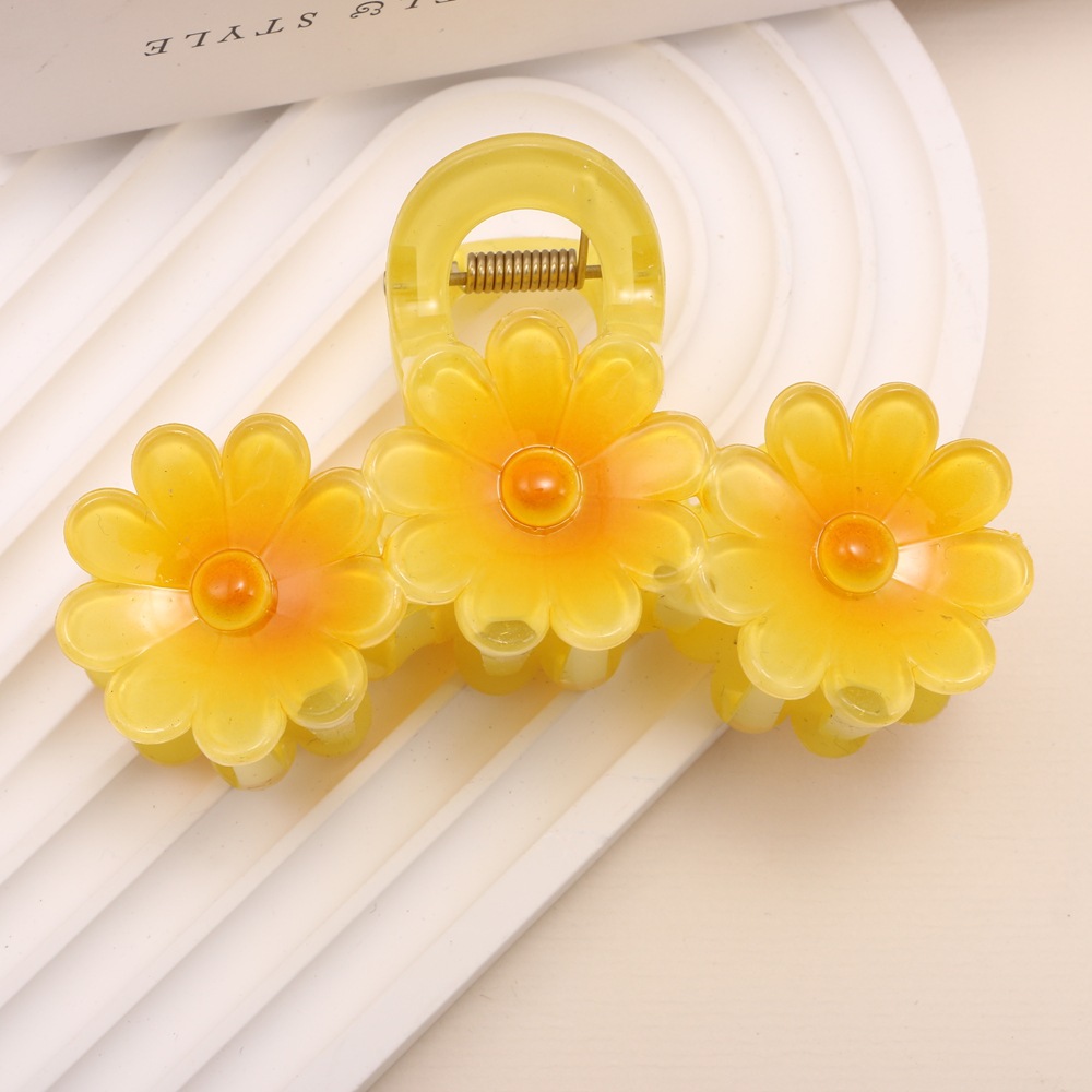 Nuevo color frangipani acrílico pinza para el cabello flor pinza de agarre de alta calidad elegante accesorio para el cabello de mujer pinza de tiburón de agarre lateral