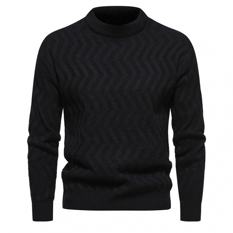 Pulover tricotat nou pentru bărbați, toamnă și iarnă, pulover la modă și călduros, pulover slim fit, pulover de bază_voghion.com