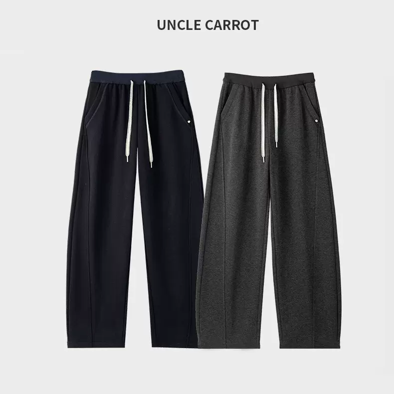 小红书爆款700g加绒弯刀裤女冬季高腰休闲直筒裤加厚羊绒阔腿裤子