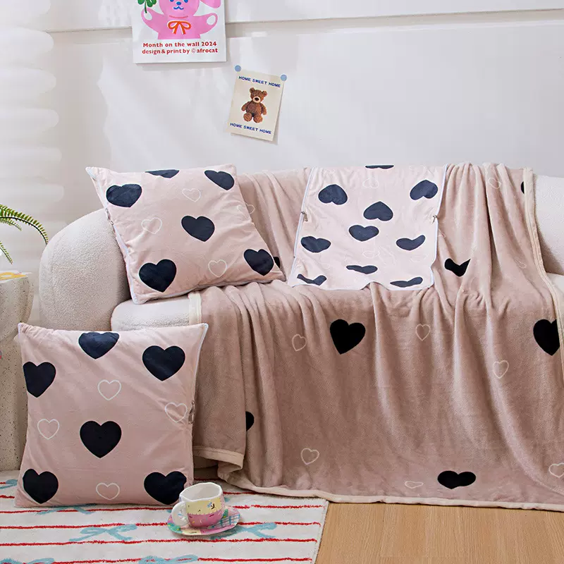 卡通抱枕毯子办公室空调房午睡盖毯云貂绒多功能靠枕毯礼品定制