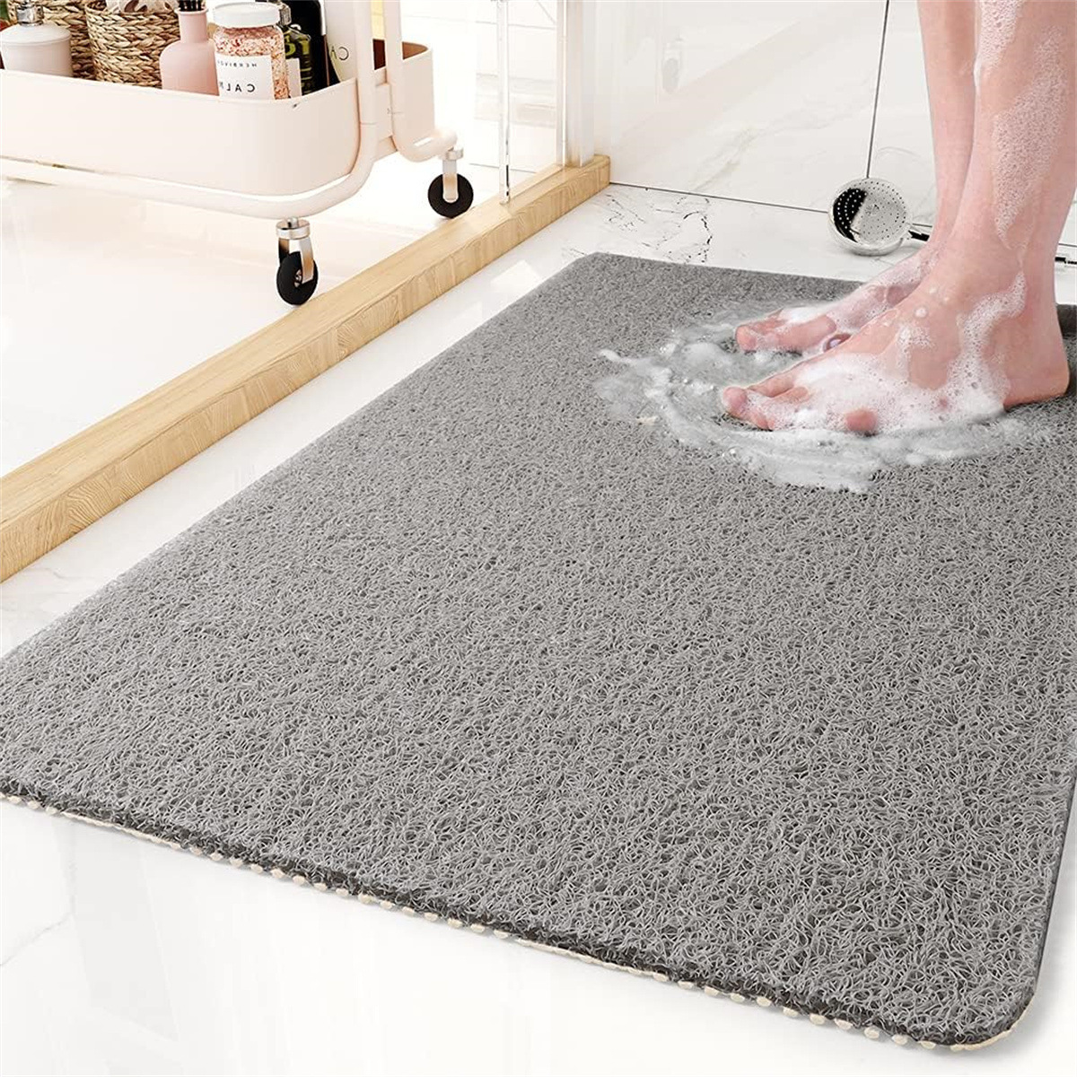 Customized Pure Color Wire Loop Floor Mat Pvc Wear-Resistant Anti-Slip Mat Easy to Clean Bathroom Floor Mat Can Be Cut into the Door Mat