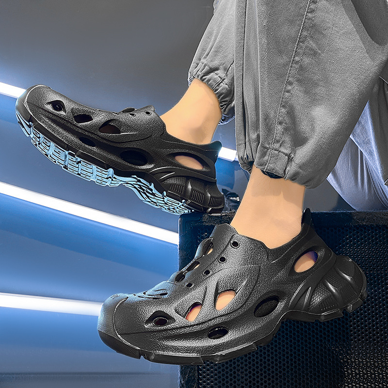 2868 men's hollow wading shoes: all black