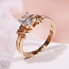 Fashionable golden zirconium, wedding ring, accessory, wish, European style, 14 carat, wholesale