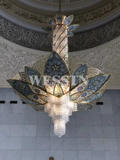 前台大厅吊线灯售楼部沙盘圆形水晶灯定制酒店大型宴会厅灯具会所