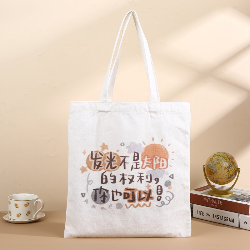 Bolsa de lona portátil personalizada ins Sensación avanzada Bolsa de lona en blanco de un solo hombro Escuela intensiva Impresión de logotipo publicitario