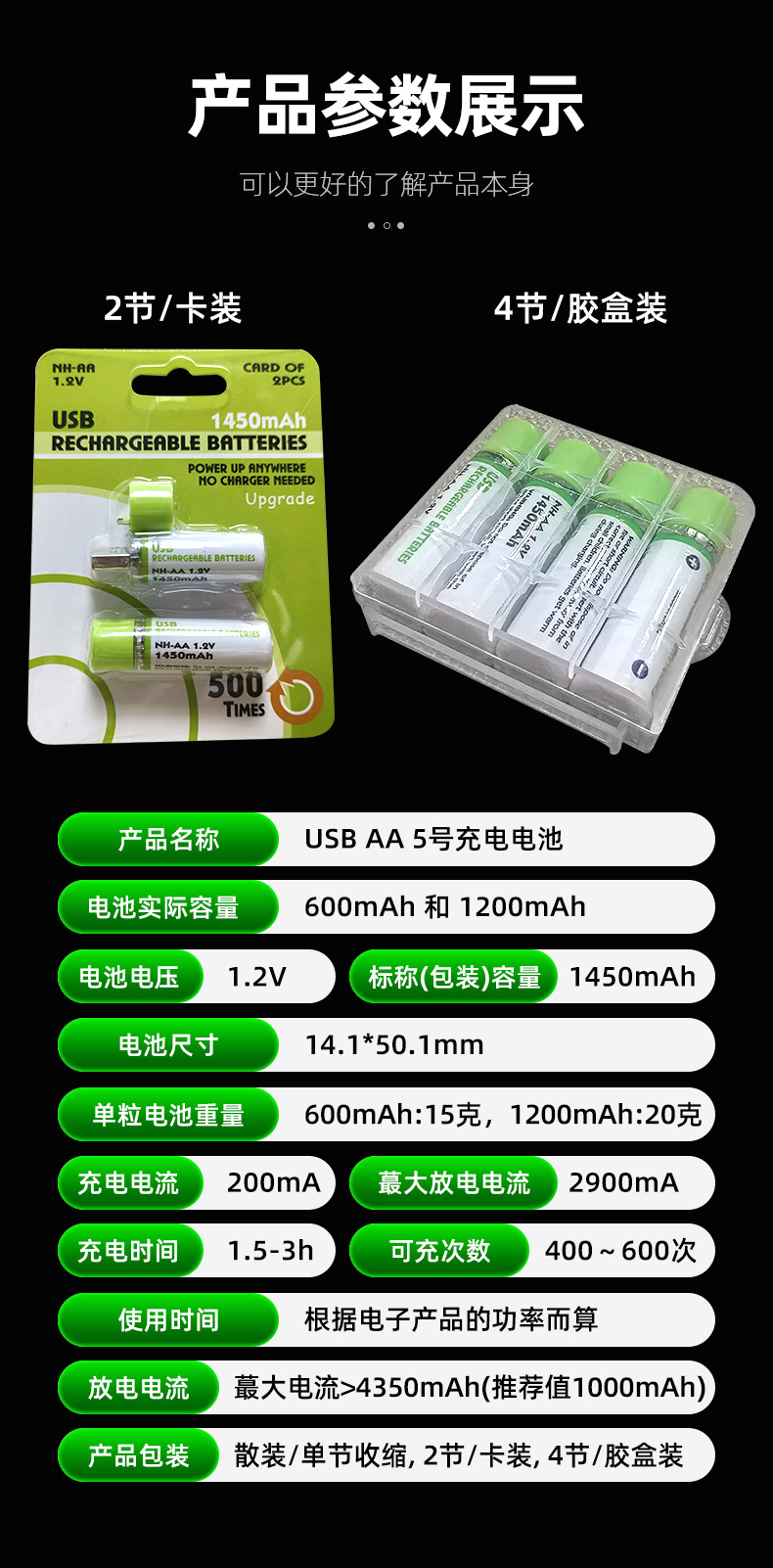Wholesale USB Rechargeable Battery No. 5 No. 7 Fast Charge 1.2V Smart Lock Toy Remote Control Battery Drop Shipping