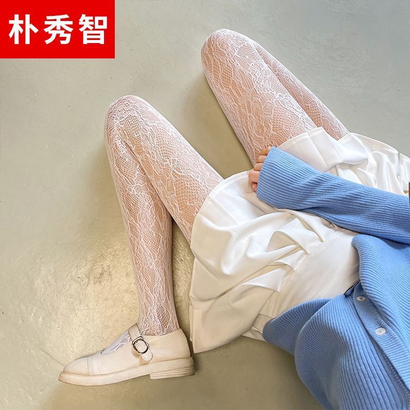 Floral Vine Stockings White Silk Japanese Lolita Retro Jk Style Black Silk Sexy Internet Celebrity Thin Lace Fishnet Stockings
