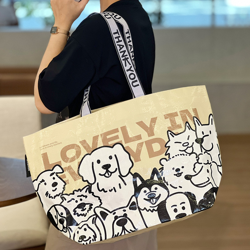 显眼包编织袋手提袋覆膜防水车展会礼品袋购物袋蛇皮编织袋