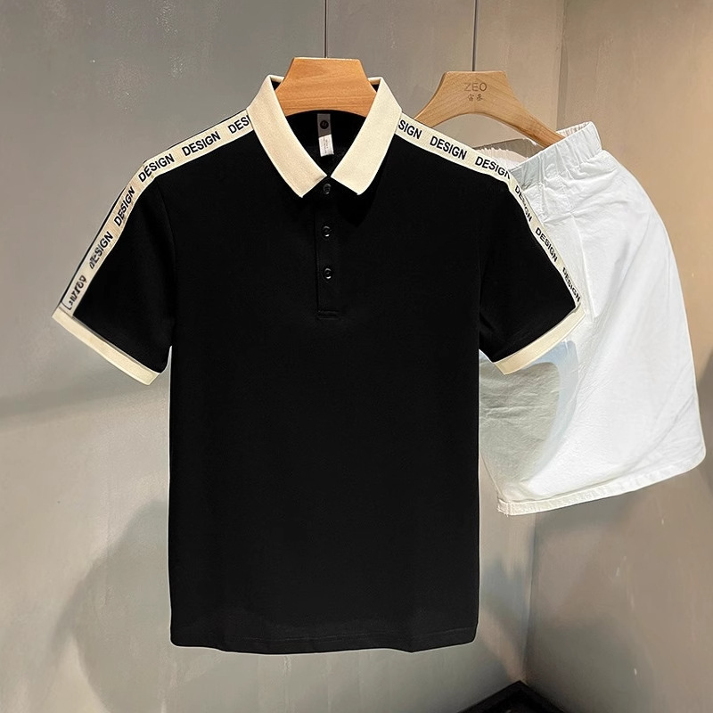 Men's Short-Sleeve T-Shirt Trendy Brand Polo Shirt with Collar Trendy Men's Pure Cotton Summer Casual T-Shirt with Turn-Down Collar
