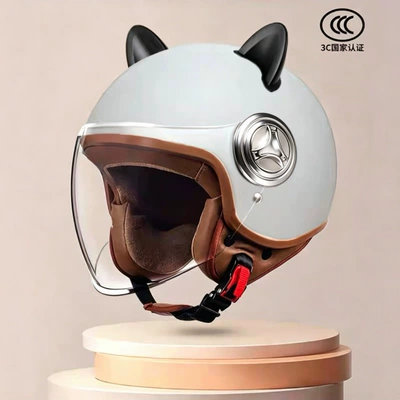 men and women, suitable for all: Motosiklet kaskı (dəbilqə) - 801gray-transparent-long-mirror-black-ears