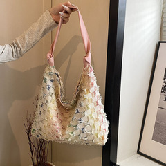 復古時尚女士大容量包包2024春季新款百搭單肩包高級質感托特包女