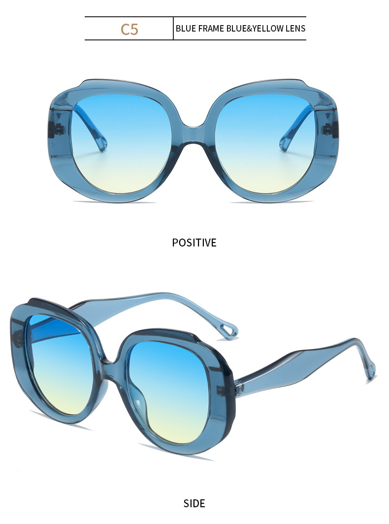 Solid Color Pattern Unisex Gender Casual, Basic, Retro Style Casual Basic Retro Solid Color PC UV400 Protection Round Frame Full Frame Women's Sunglasses