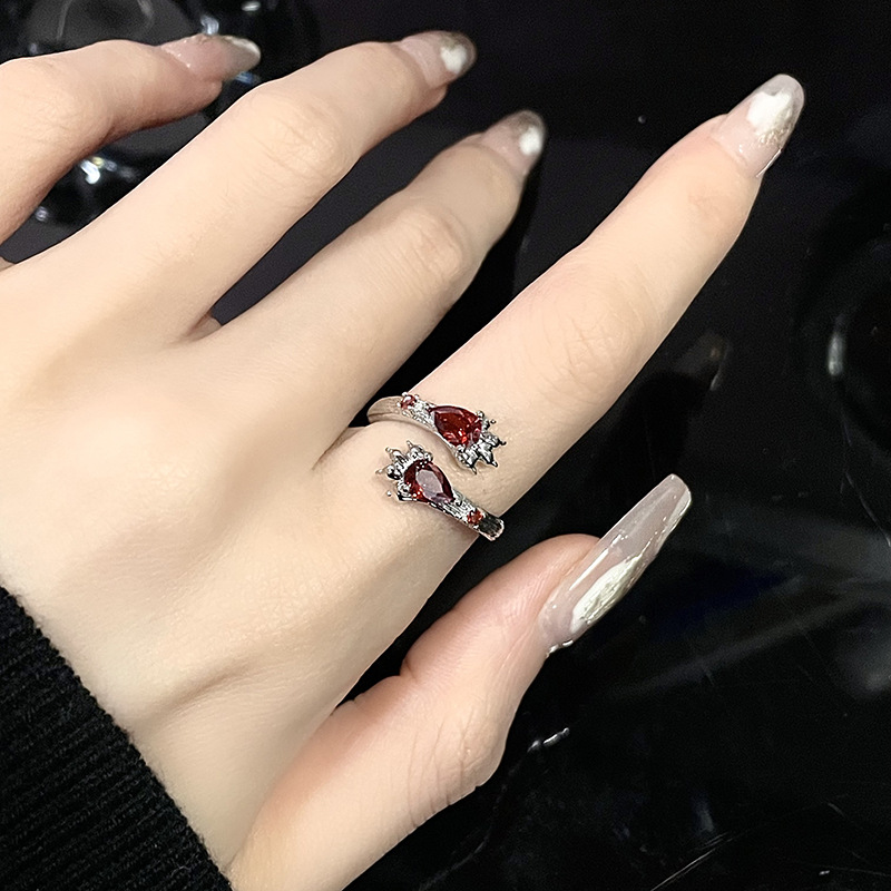 Retro Animal Copper Inlay Zircon Open Ring 1 Piece