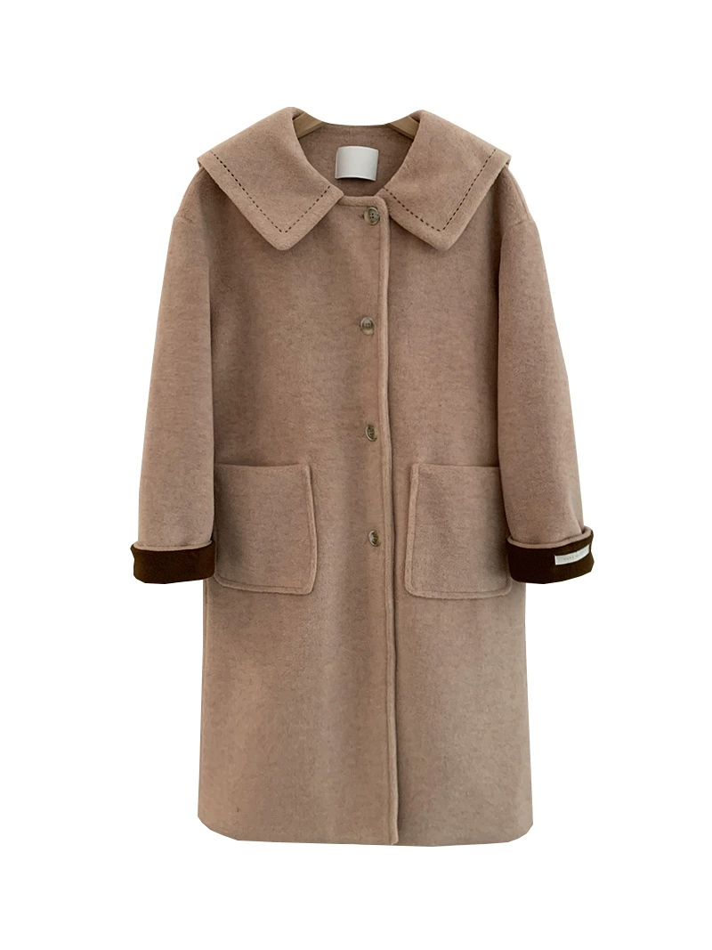 Quilted demi-season woolen coat, jacket, long-sleeve
