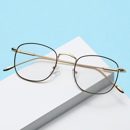  Fashion New Metal Square Anti-Blue Light Glasses Frame Men's Trendy Myopia Ultra-Light Personalized Women's Color Changing Flat Glasses