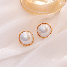 s925銀針韓國東大門新款簡約小香風珍珠耳環個性設計感批發耳飾女