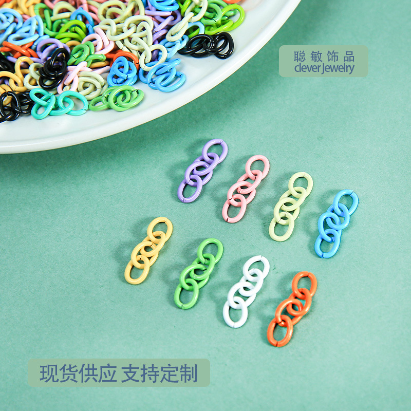 Colorful Painted Four-Section Chain DIY Keychain Bag Pendant Handmade DIY Bead Material Accessories Wholesale Colorful Painted Four-Section Chain DIY Keychain Bag Pendant Handmade DIY Bead Material Accessories Wholesale