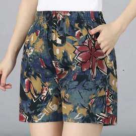 中年妈妈短裤外穿高腰夏季薄款中老年女裤夏天宽一件代发外贸