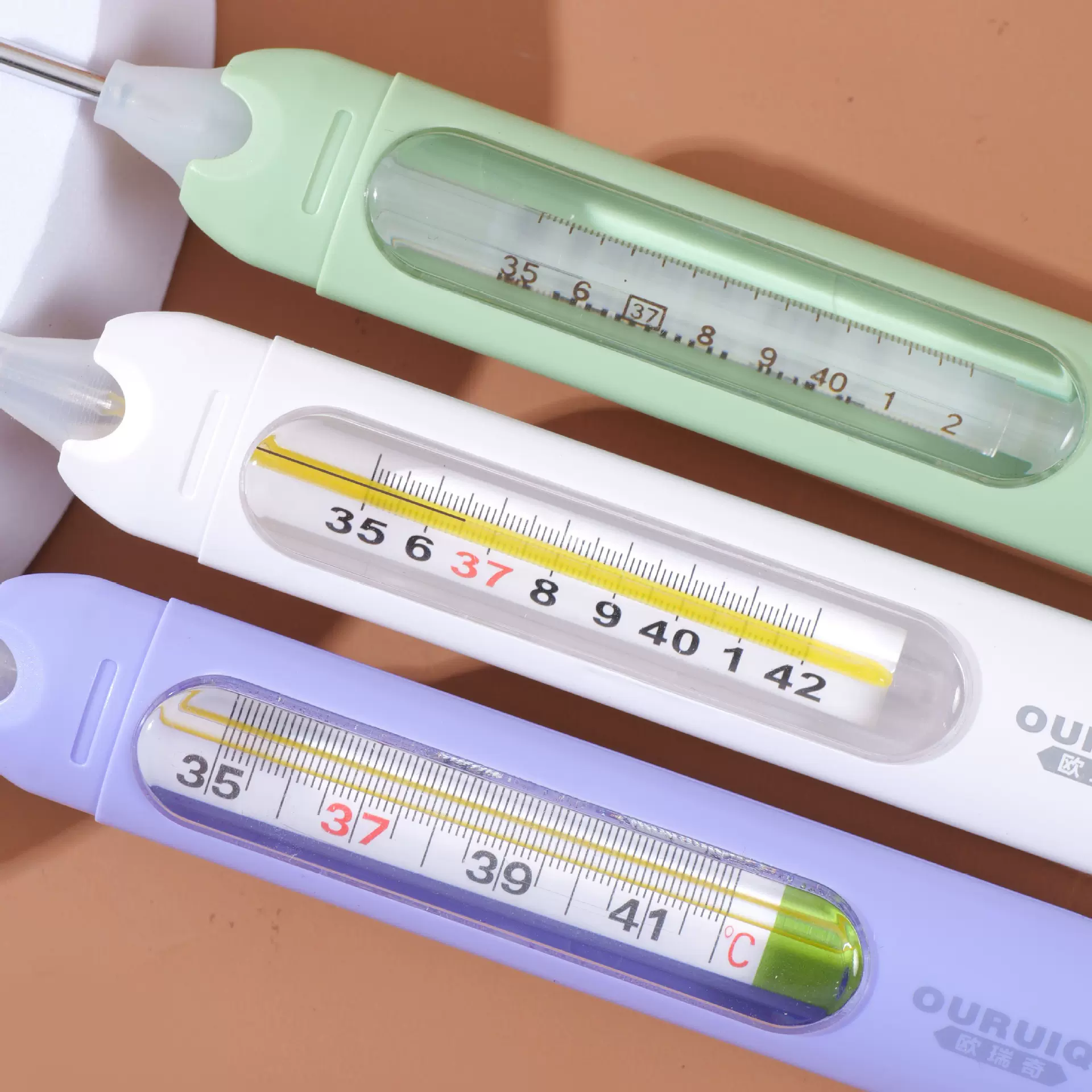 玻璃体温计防护罩温度计保护套防摔亮灯计时好甩带放大镜带体温计