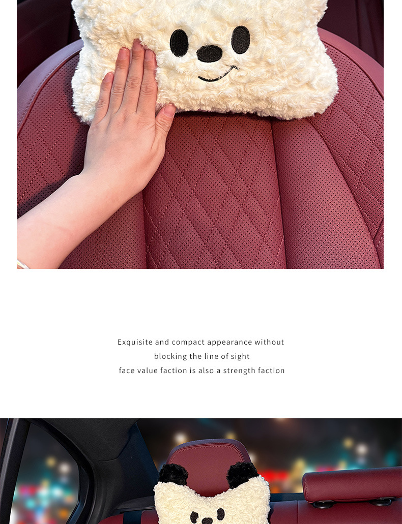 Car Headrest, Neck Pillow, Creative and Cute Female Driver's Driving Lumbar Support, a Pair of Car Pillows, Car Seat Pillows