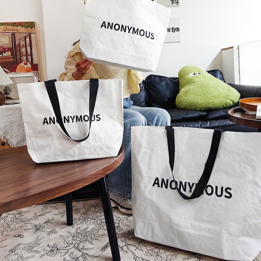 Las bolsas tejidas de bolsos se pueden personalizar con el logotipo de la exposición de Negocios de gran capacidad para recoger compras, protección del medio ambiente y bolsas tejidas personalizadas.