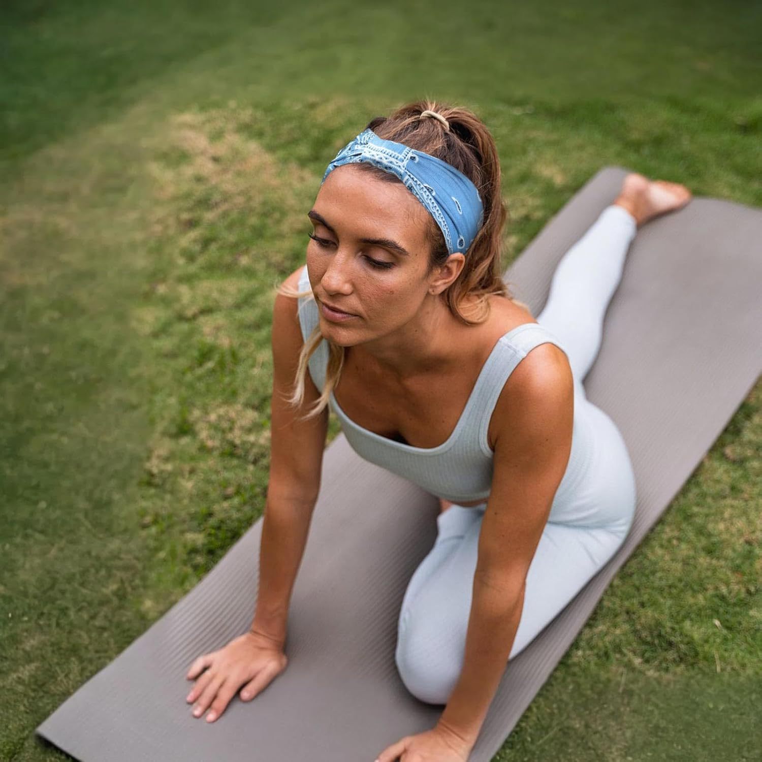 [Exclusivo de TEMU para Comercio Transfronterizo] Diadema Ancha de Yoga Estilo Bohemio, Diadema de Tela Absorbente de Sudor con Borde Ancho, Gran Venta Transfronteriza